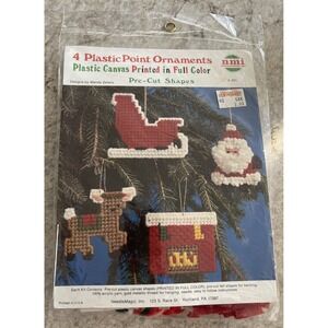 VTG 4 Plastic Point Ornaments NMI NeedleMagic Plastic Canvas Needlepoint Kit 201